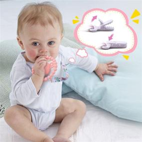 img 3 attached to 👶 GJZZ Teething Toys: Rattle Sound, BPA-Free Soft Silicone, Raised Texture, Soothe Sore Gums - Pink