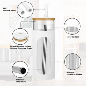img 3 attached to Tronco 18Oz Glass Tumbler: The Ultimate Spill-Proof Solution For Boba, Iced Coffee, Smoothies And More!