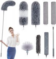 boomjoy 7-piece microfiber feather duster set with 100-inch extendable and bendable pole - washable dusters for cleaning high ceilings, ceiling fans, blinds, cobwebs, furniture, and cars logo