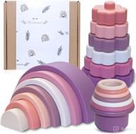 🌈 wonderstacks stacking toys - rainbow stacker cups & rings - baby toy gift set - gender-neutral baby toys - silicone nesting toys - early educational montessori baby building set (purple) logo