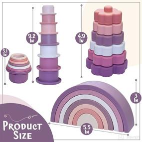 img 1 attached to 🌈 Wonderstacks Stacking Toys - Rainbow Stacker Cups & Rings - Baby Toy Gift Set - Gender-Neutral Baby Toys - Silicone Nesting Toys - Early Educational Montessori Baby Building Set (Purple)