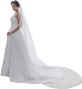 img 3 attached to Elegant Bridal Wedding Veil With Pencil Edge - SAMKY 1T - Available In 7 Different Lengths (30/36/45/60/72/90/108 Inches)