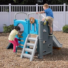 img 2 attached to Scout & Slide Climber Toddler Playset - Complete Kids' Play Gym With Elevated Playhouse, Two Climbing Walls, Metal Bars, Steering Wheel, And Slide - Dimensions 72.5" X 70" X 55.75