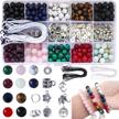 418pcs diy bracelet beads kit with 8mm natural lava stone, charms, finishings, and 2 strings - perfect for women/men's jewelry making logo