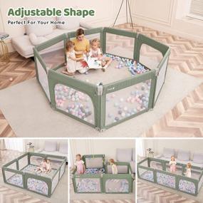 img 2 attached to Convenient Foldable Playpen with Zipper Gates, Adjustable Shape & Size – Perfect Infant Safety Activity Center with Mesh Sides and Anti-Fall Features!