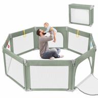 convenient foldable playpen with zipper gates, adjustable shape & size – perfect infant safety activity center with mesh sides and anti-fall features! logo