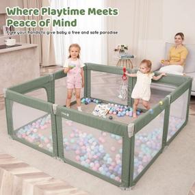 img 1 attached to Convenient Foldable Playpen with Zipper Gates, Adjustable Shape & Size – Perfect Infant Safety Activity Center with Mesh Sides and Anti-Fall Features!