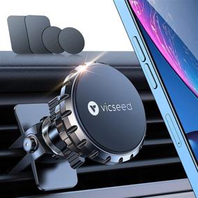 img 4 attached to 📱 2022 Upgraded VICSEED Magnetic Phone Holder for Car, Vent Phone Mount for Car - 1-Step Put & Take Car Fit with All Smartphones