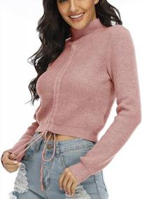img 2 attached to Cropped Sweater For Women With Drawstring And Mock Neck - Knit Pullover Long Sleeve Crop Top By Anbenser