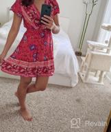 img 1 attached to Floral Wrap Mini Dress For Women: Bohemian Style With Ruffle Hem & V-Neck Cut, Perfect For Summer Beach Days! (Sizes S-XL) review by Omar Obong