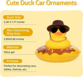 img 1 attached to Wonuu Car Rubber Duck Car Duck Decoration Dashboard Car Ornament For Car Dashboard Decoration Accessories With Mini Sun Hat Swim Ring Necklace And Sunglasses (A-Black&Amp