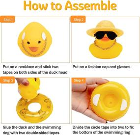 img 2 attached to Wonuu Car Rubber Duck Car Duck Decoration Dashboard Car Ornament For Car Dashboard Decoration Accessories With Mini Sun Hat Swim Ring Necklace And Sunglasses (A-Black&Amp