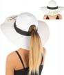 women's upf 50 embroidered adjustable sun hat for messy bun ponytail - funky junque logo