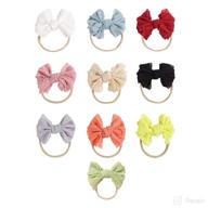 🎀 10pcs qiaoyibei soft nylon headbands with lace mini bows – hair accessories for baby girls, infants, toddlers, and children логотип