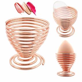 img 4 attached to Rose Gold Makeup Sponge Blender Holder Stand, For Makeup Sponges, Powder Puffs And Beauty Sponge Display, Makeup Organizer Case - 1 Piece