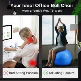 img 2 attached to Extra Thick Exercise Ball For Workout Fitness Balance - Gruper Yoga Ball In 45-75Cm - Anti Burst Yoga Chair For Home And Office With Hand Pump & Workout Guide Access Included
