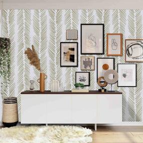 img 1 attached to Transform Your Space With Boho Brown And White Stripe Peel And Stick Wallpaper - Removable, Self-Adhesive And Splicable - Perfect For Laundry Room And Cabinets - 17.71" X 118