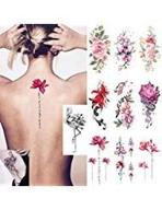 💐 ooopsi 10 sheets of large flower temporary tattoos - sexy body tattoo stickers for women and girls, ideal for arms, legs, shoulders, or back logo