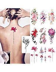 img 1 attached to 💐 Ooopsi 10 Sheets of Large Flower Temporary Tattoos - Sexy Body Tattoo Stickers for Women and Girls, Ideal for Arms, Legs, Shoulders, or Back