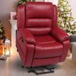 🪑 cdcasa power lift recliner chair: elderly electric massage sofa with heated vibration, side pockets, cup holders, usb ports + remote control (leather red) logo