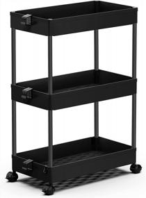 img 4 attached to SPACEKEEPER Storage Rolling Cart 3 Tier, Laundry Room Organization Bathroom Cart Organizer Utility Rolling Cart Mobile Shelving Unit Multi-Functional Storage Shelves For Office, Kitchen, Black