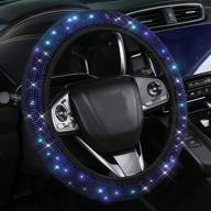 bling rhinestones steering wheel cover with crystal diamond sparkling car suv breathable anti-slip steering wheel protector (fit 14 interior accessories логотип