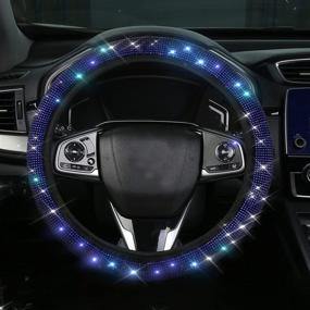 img 2 attached to Bling Rhinestones Steering Wheel Cover With Crystal Diamond Sparkling Car SUV Breathable Anti-Slip Steering Wheel Protector (Fit 14 Interior Accessories