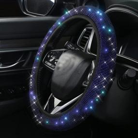 img 1 attached to Bling Rhinestones Steering Wheel Cover With Crystal Diamond Sparkling Car SUV Breathable Anti-Slip Steering Wheel Protector (Fit 14 Interior Accessories