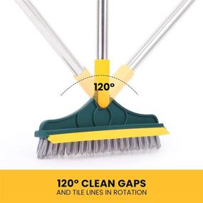 img 2 attached to 🧹 Versatile 2 in 1 Floor Scrub Brush with Long Handle - Ideal for Bathroom and Tile Cleaning, V-Shaped Design for Efficient Scrubbing, 120° Rotating Removable Brush Head, Magic Broom Brush