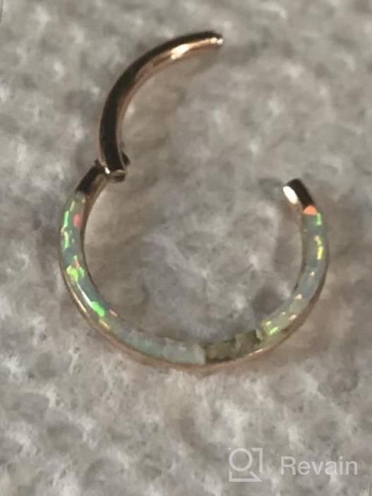 img 1 attached to Stylish 16G Hinged Nose Ring Hoop With CZ Opal - Ideal For Helix, Cartilage, Tragus Earrings, And Septum Clicker Ring - Made Of 316L Surgical Steel - Available In 8Mm And 10Mm review by Stephanie Johnson