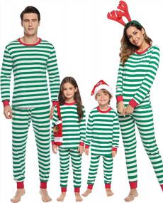 img 4 attached to Sykooria Christmas Pajamas Family Christmas Pjs Striped Matching Family Pajamas With Pockets Green M