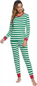 img 3 attached to Sykooria Christmas Pajamas Family Christmas Pjs Striped Matching Family Pajamas With Pockets Green M