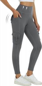 img 4 attached to Warm And Stylish: Women'S Fleece Lined Cargo Leggings For Winter Hikes And Outdoor Adventures