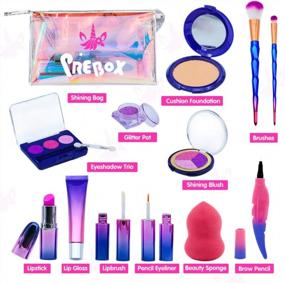 img 1 attached to Unicorn Pretend Play Makeup Kit For Girls Age 2-6 - Toddler Make Up Set For Imaginative Play And Birthday Gift (Not Real)