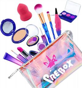 img 4 attached to Unicorn Pretend Play Makeup Kit For Girls Age 2-6 - Toddler Make Up Set For Imaginative Play And Birthday Gift (Not Real)