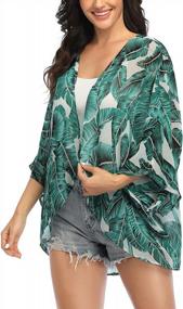 img 1 attached to Flower Power: Women'S Sheer Kimono Cardigan With 3/4 Sleeves And Chiffon Beach Cover-Up