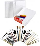 set of 12 canvas panels (8x10 inches) for painting with bonus 30 paint brushes by artlicious logo