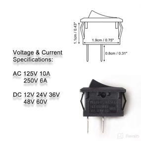 img 1 attached to 🔌 SPST Mini ON/OFF Toggle Switch with 2 Pins - Suitable for AC 125V-250V DC 12V 24V 36V 48V 60V - Ideal for Car, Motorcycle, Boats, Water Dispenser, Coffee Pot, TV - DC AC Rocker Switch - Pack of 5 (Raw Cable)