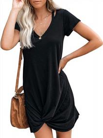 img 3 attached to Women'S V Neck Casual Knee Length Knot Twist Beach Cover Up Dress - HARHAY Loungewear