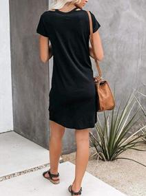 img 1 attached to Women'S V Neck Casual Knee Length Knot Twist Beach Cover Up Dress - HARHAY Loungewear