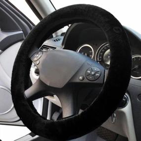 img 4 attached to Upgrade Your Car With Zone Tech'S Plush Black Sheepskin Steering Wheel Cover For Maximum Comfort And Protection