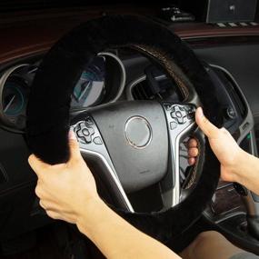 img 2 attached to Upgrade Your Car With Zone Tech'S Plush Black Sheepskin Steering Wheel Cover For Maximum Comfort And Protection