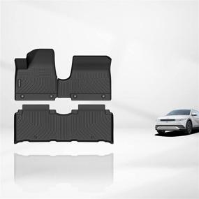 img 4 attached to 🚗 2022 Hyundai Ioniq 5 Unmovable Console Floor Mats: Waterproof, All-Weather, Heavy-Duty TPE Liners - Full Set, Black