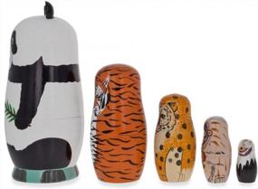 img 3 attached to Wooden Nesting Doll Set Featuring Panda, Tiger, Leopard, Monkey, Eagle By BestPysanky – Ideal For Collectors Of Animal Figurines