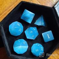 img 1 attached to Handmade Natural Gemstone Dice Set - 7PCS Crystal DND Dice Set For Dungeons & Dragons And MTG Table Games, Featuring Rune Blue Cat'S Eye Design review by Scott Kulothungan