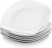 malacasa square dinner plates set - 6 porcelain white serving dishes for dessert, salad, pasta & more (series elisa) logo