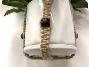 img 3 attached to Boho Chic: набор вешалок для растений из макраме ручной работы с украшениями из деревянных бусин для внутреннего и наружного декора