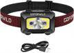 goforwild rechargeable headlamp with cob enhancements, 500 lumens ultra bright flashlight, red light, motion sensor and waterproof design for outdoor activities, camping and hiking. logo