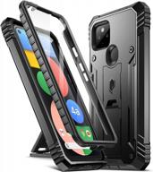 google pixel 4a 5g case 6.2 inch (2020): poetic revolution series full-body rugged dual-layer shockproof protective cover with kickstand & built-in screen protector - black логотип