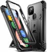 google pixel 4a 5g case 6.2 inch (2020): poetic revolution series full-body rugged dual-layer shockproof protective cover with kickstand & built-in screen protector - black logo